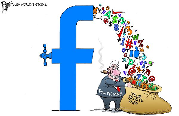 Cartoon by Bruce Plante via knowyourmemes, Facebook, delete facebook, cambridge analitica