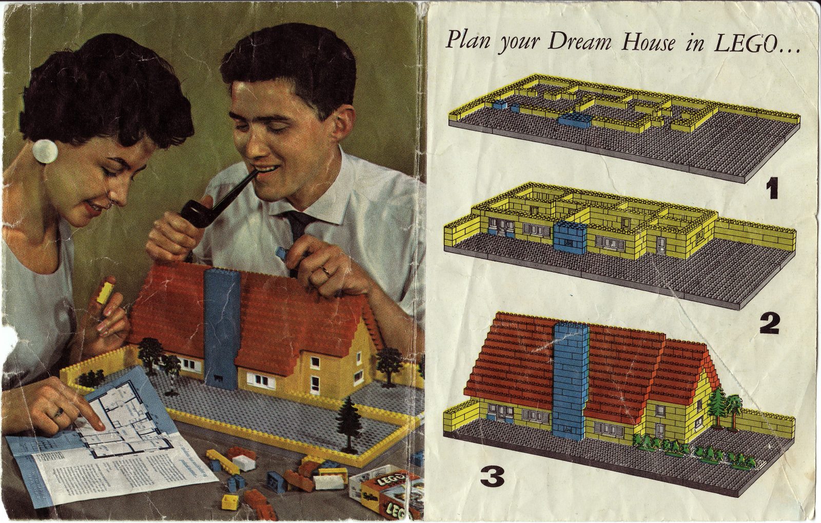 A page from a 1958 booklet filled with suggestions on how to use LEGO