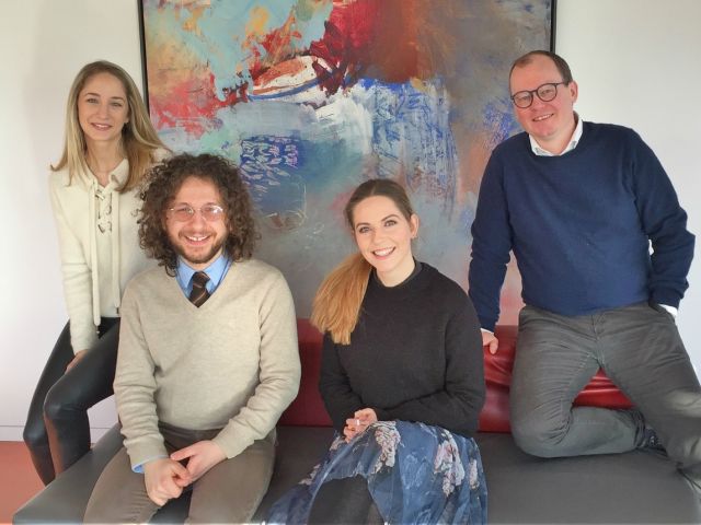 The research center involved with doing research about early stage start-ups at CSE (From the left: Eva Sophie Dendolla, Giulio Zichella, Carolyn Rutherford, and Toke Reichstein)