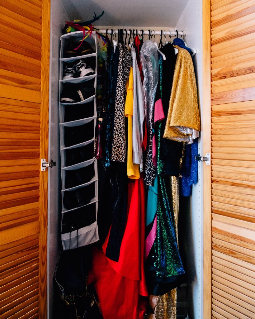 Wardrobe with sequin dresses