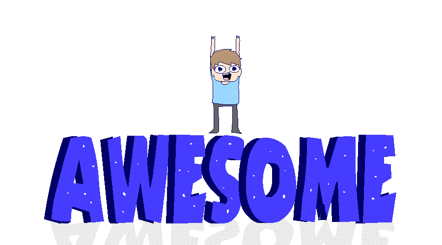 GIF: a man is jumping on sign 'awesome'