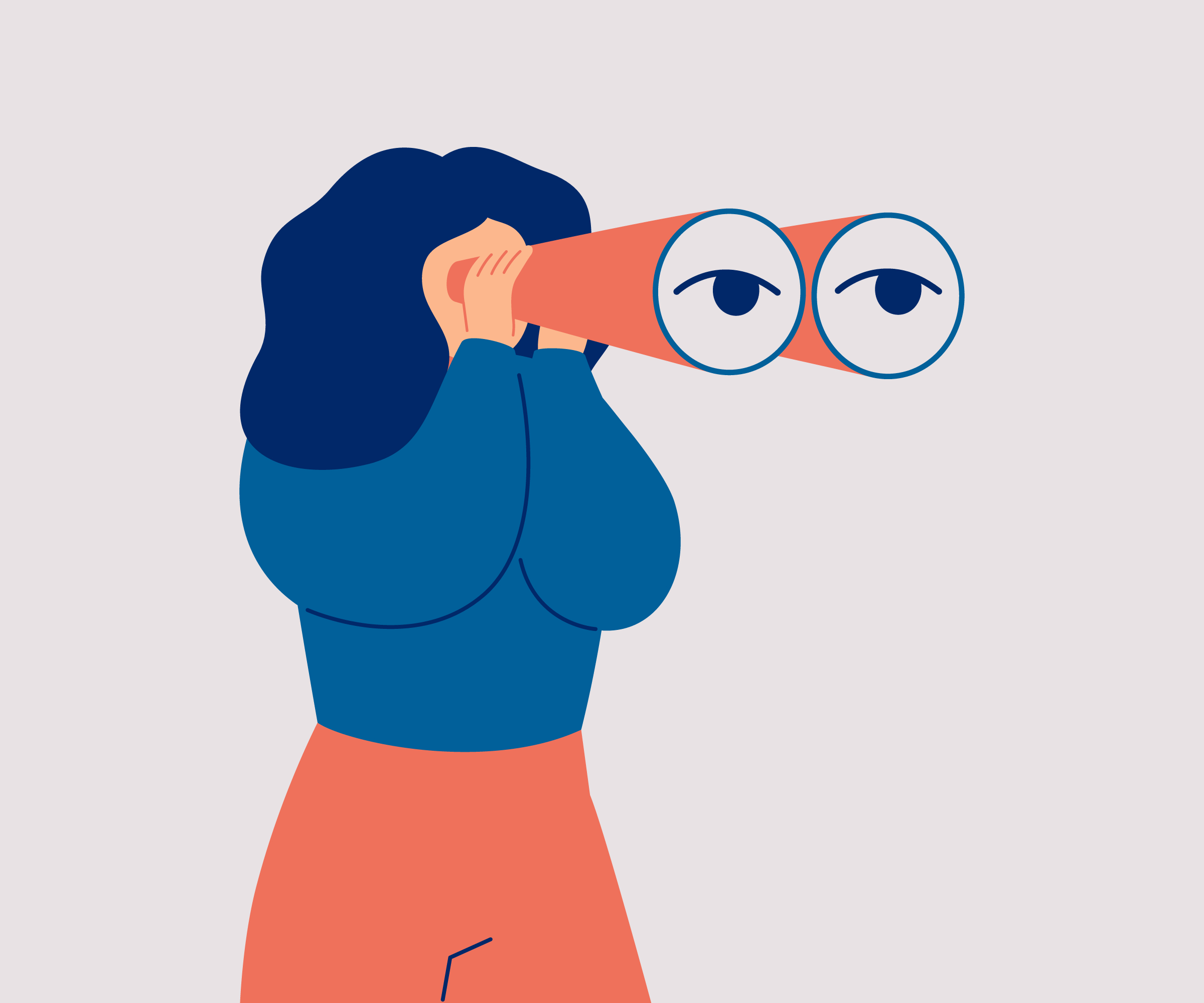 Woman with binoculars illustration