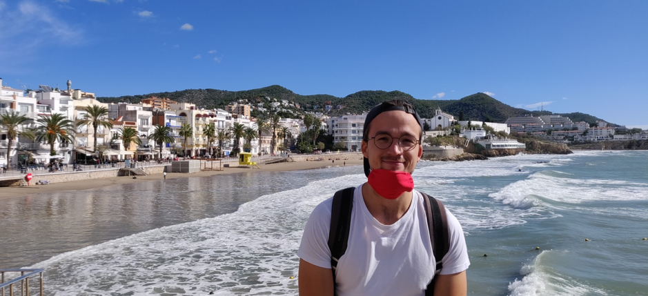 young man at the beach in Barcelona