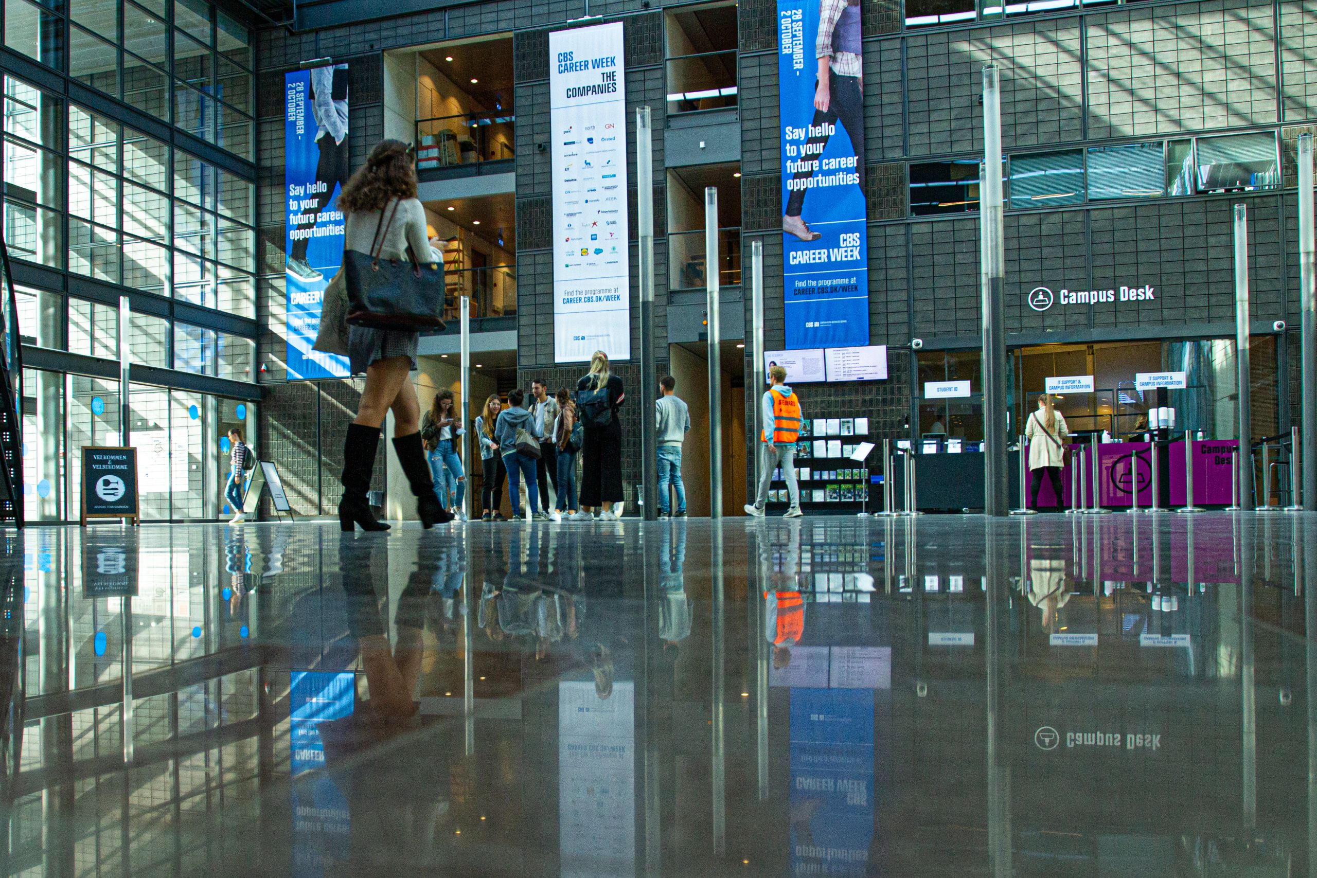 students in a hallway