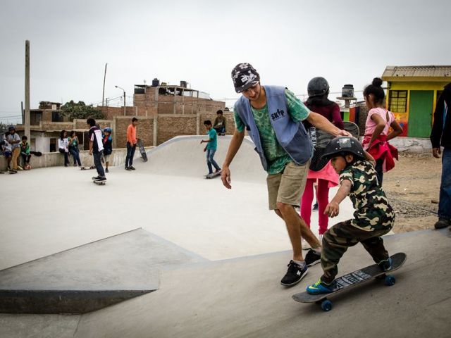 young man and kids