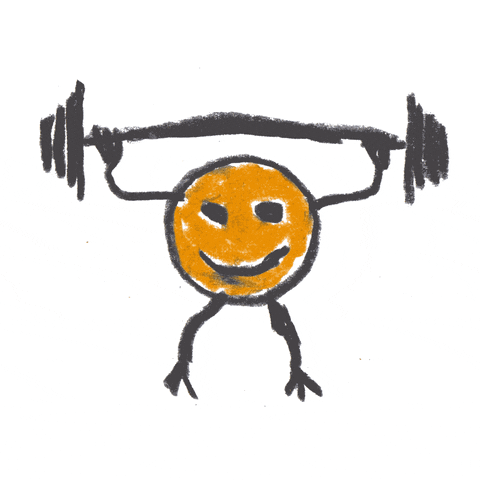 a smiley doing work out