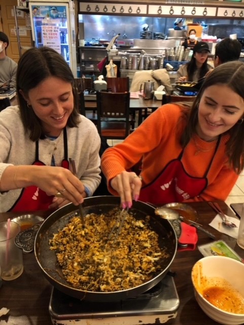 Girls eating dinner