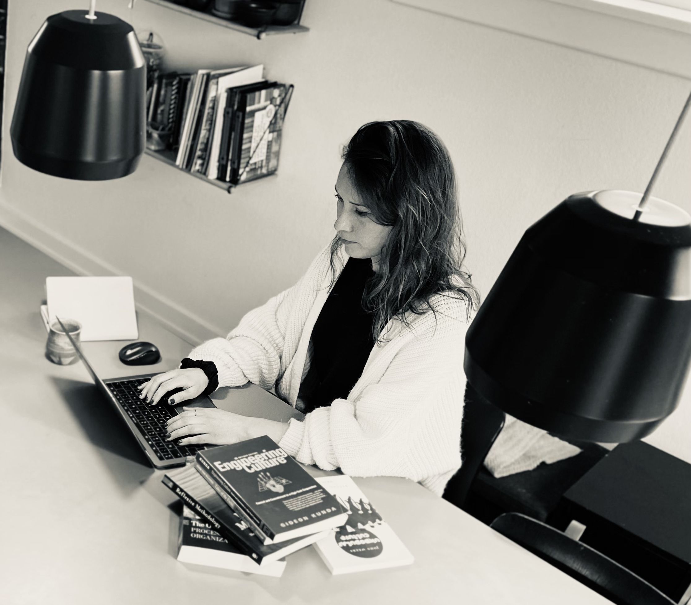 woman working by her desk