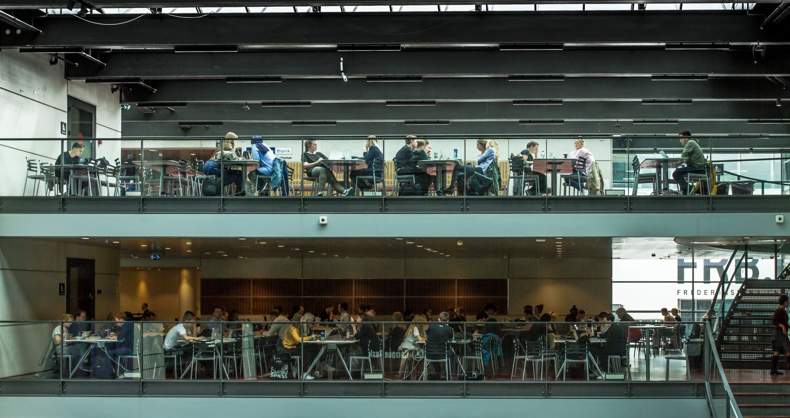 Students sitting in canteen