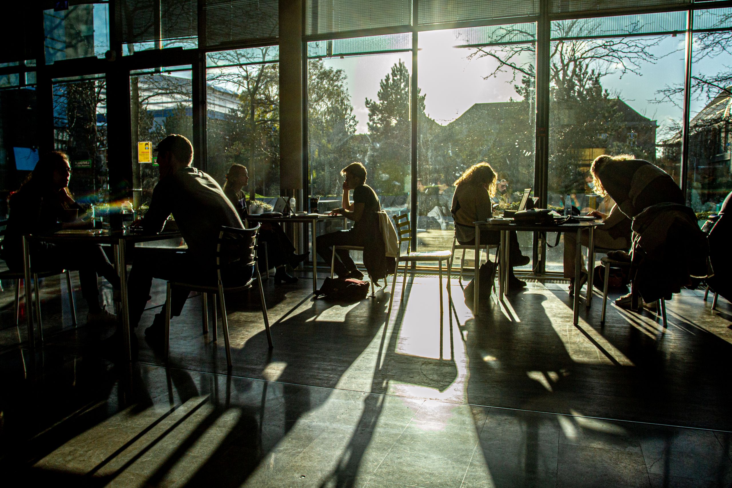 Students sitting on campus