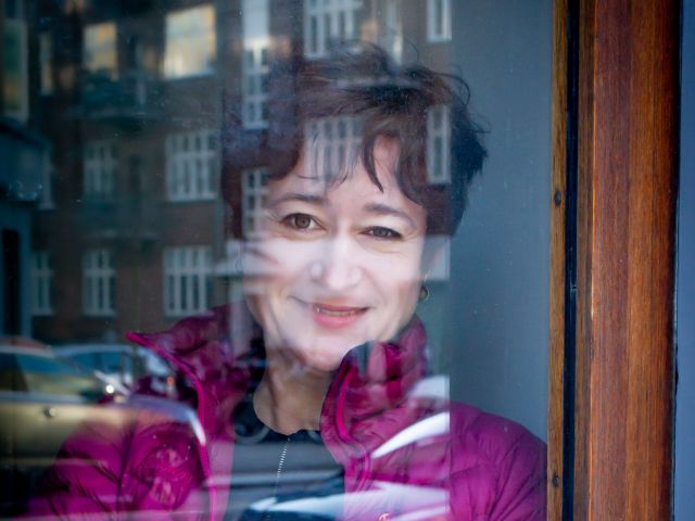 portrait of woman - reflection in window