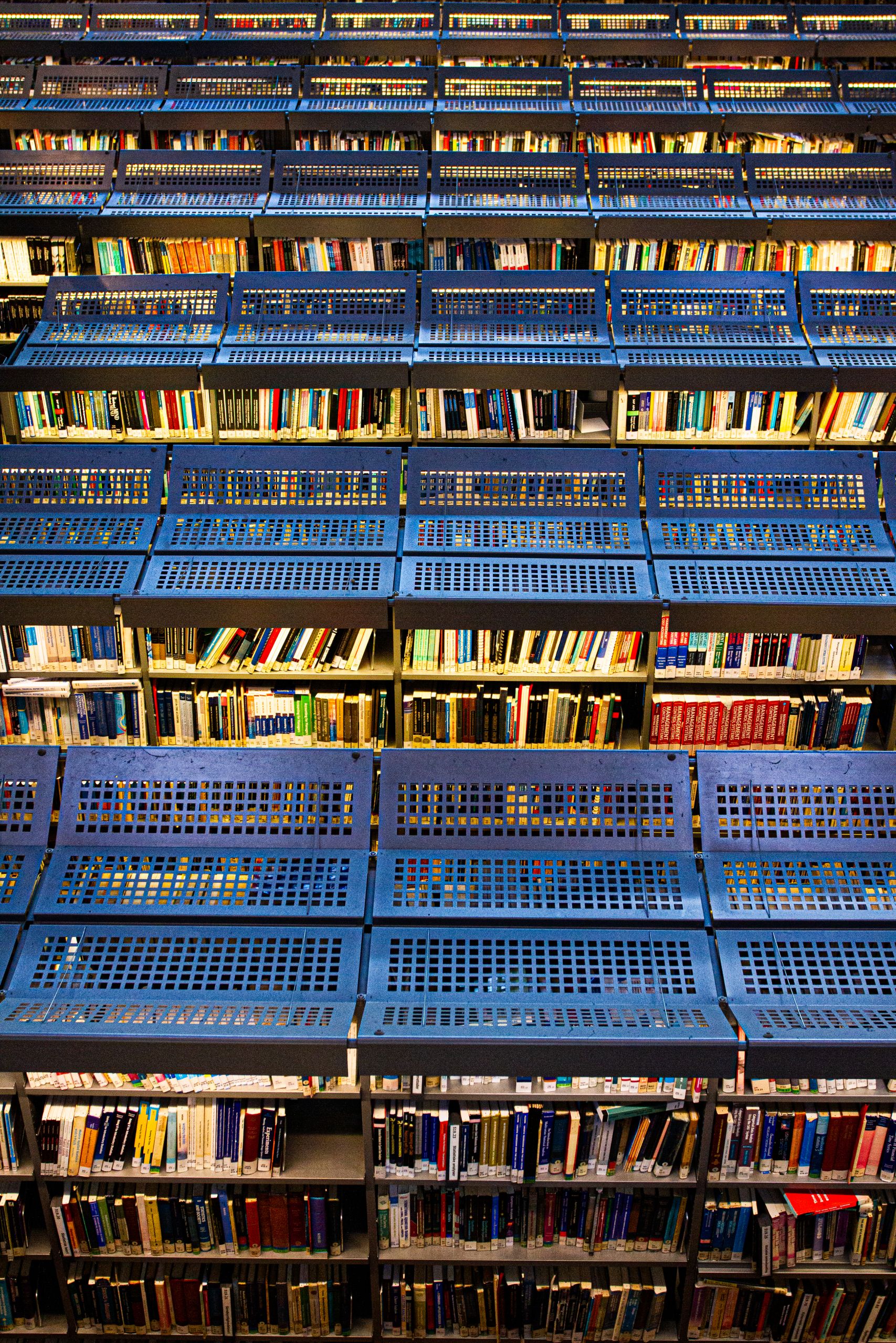 Racks with books