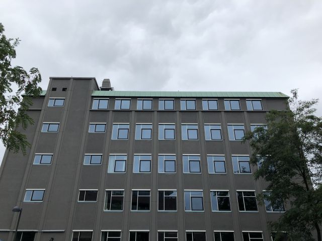 Grey building in grey weather