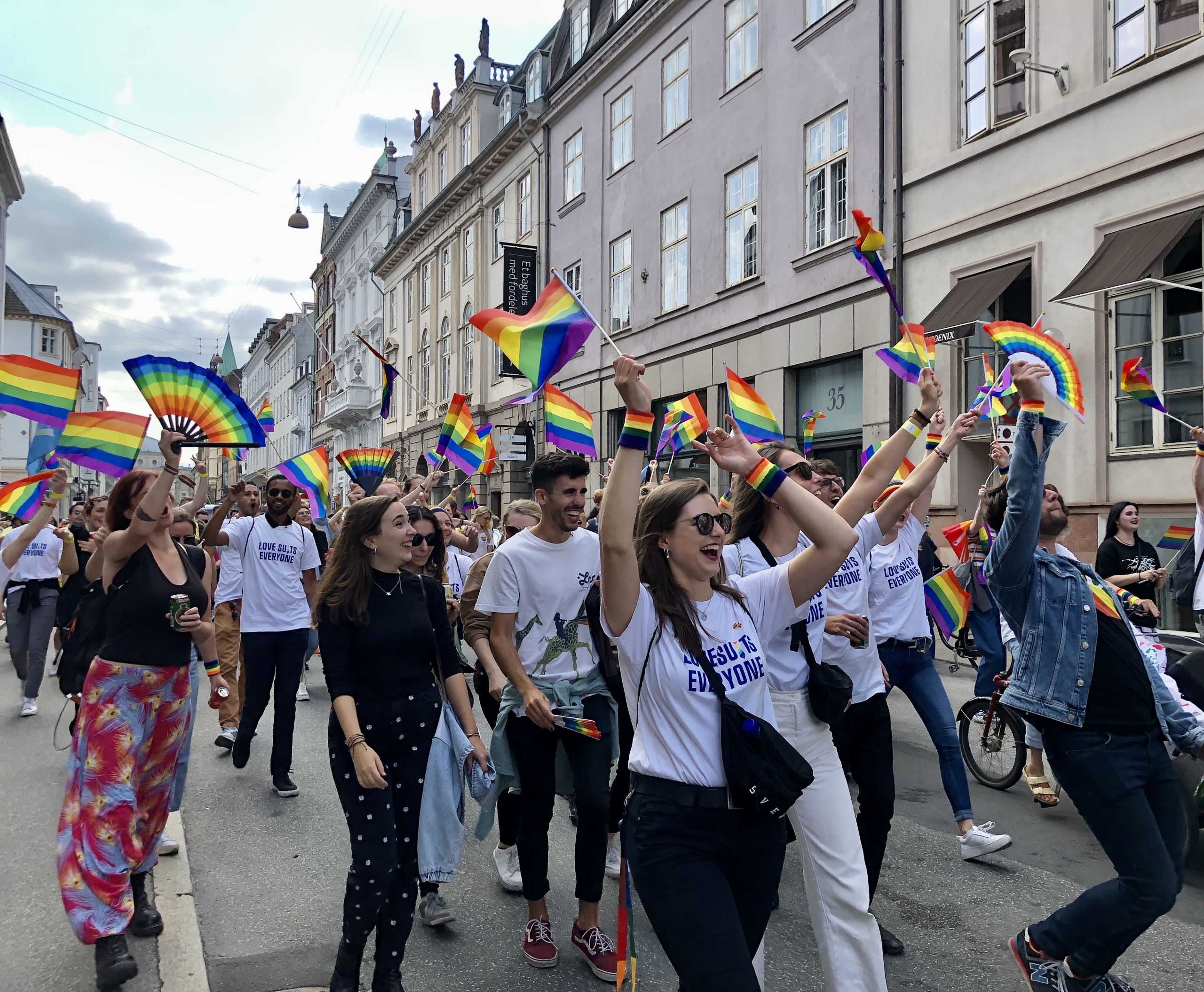 People walking in pride parade