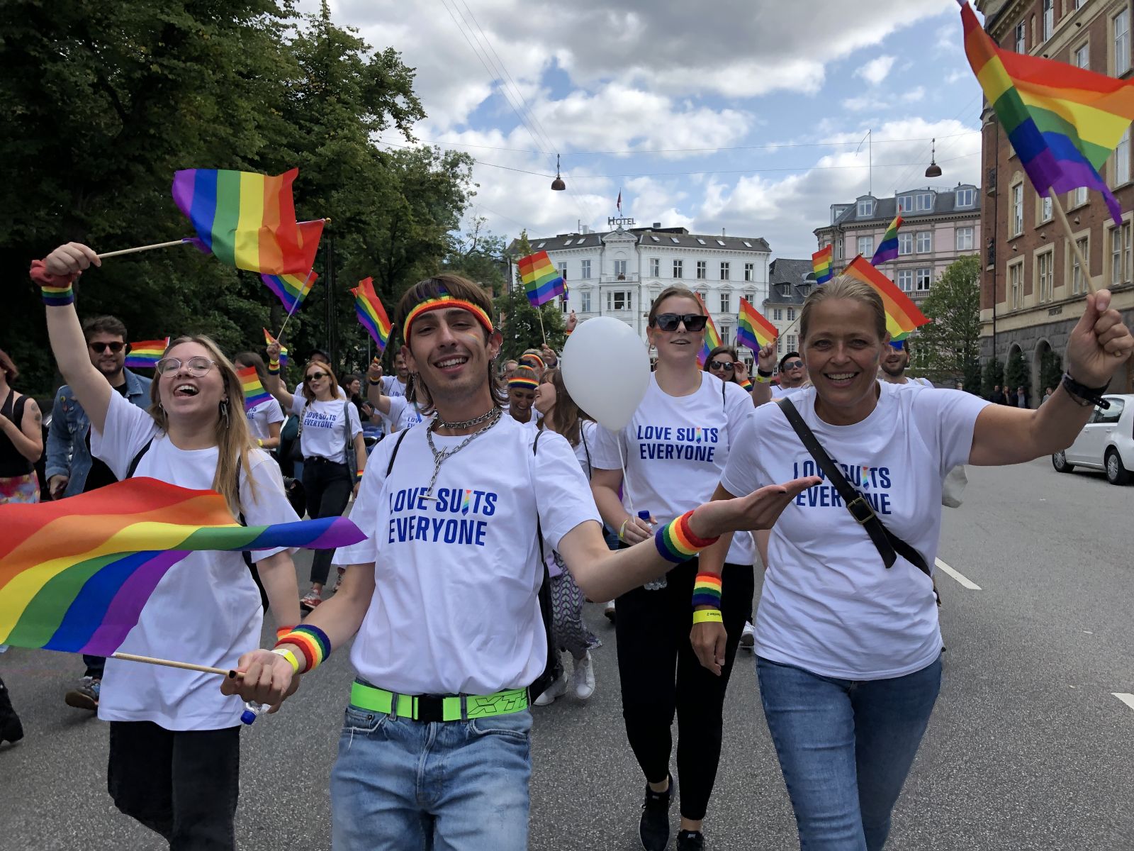 People in pride parade