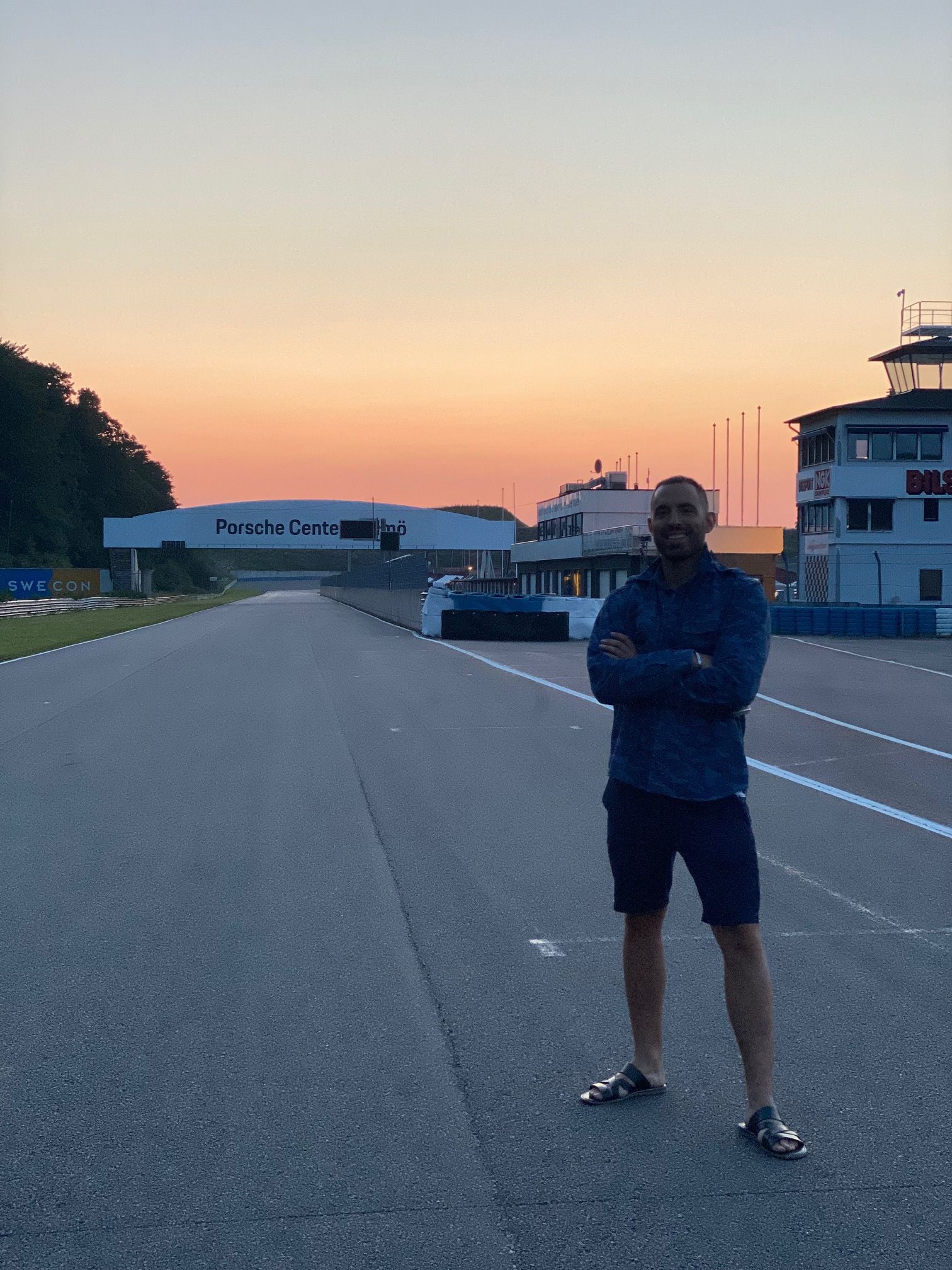 man stading on racing track