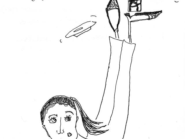 illustration girl with her legs in the air