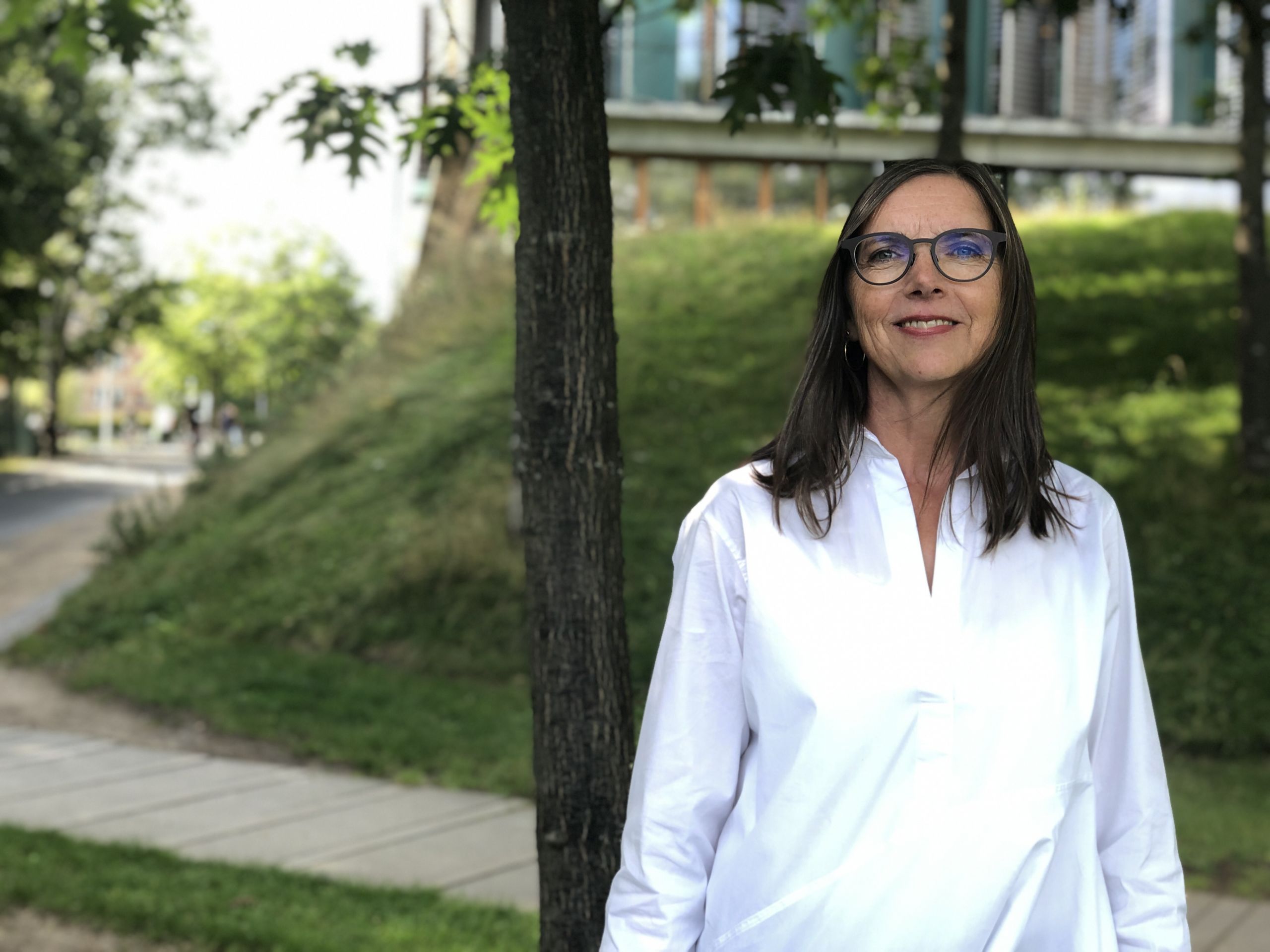 Woman in white shirt