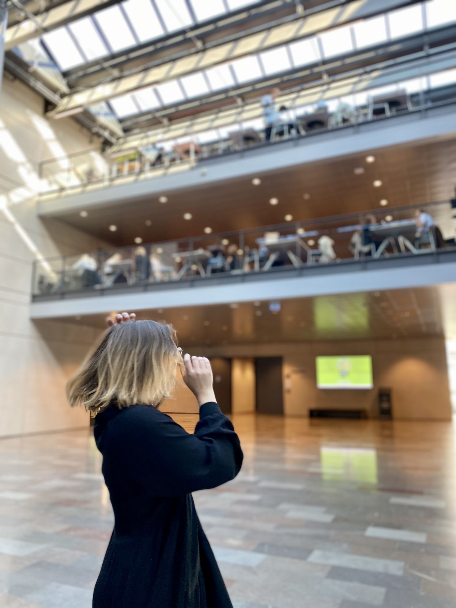 young woman turning around