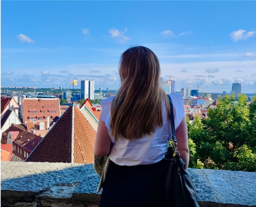 young woman and a view in Tallinn