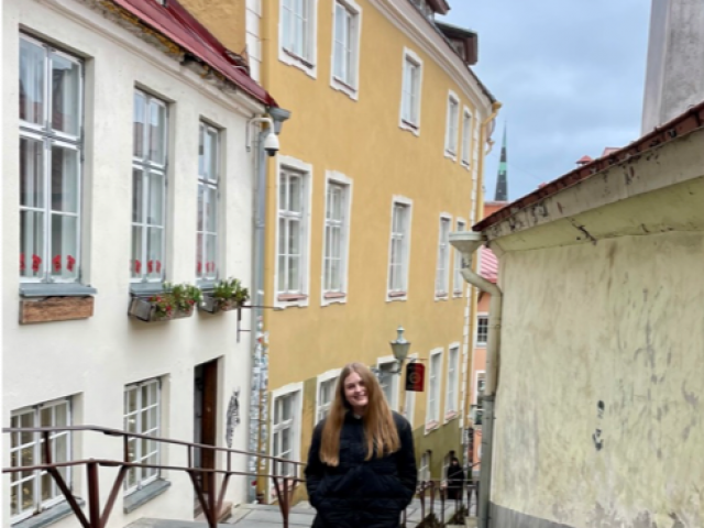 young woman in Tallinn's Old Town