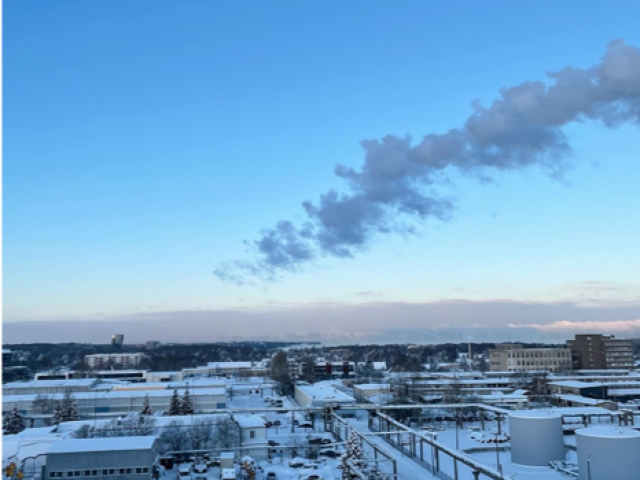 A snowy view from my rooftop terrace.